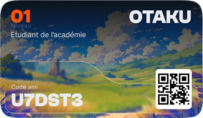 Verso de la carte de profil Otakun avec détails et code